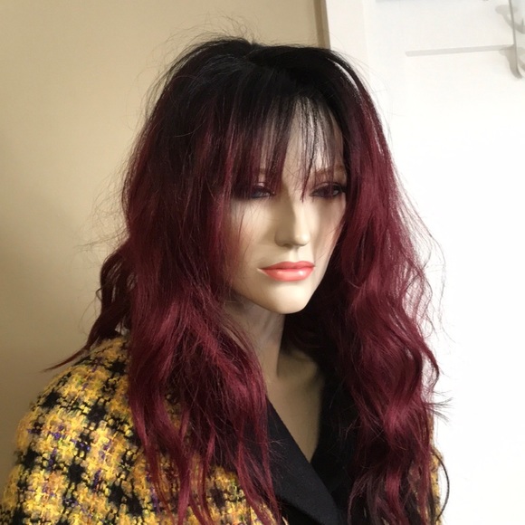 STUNNING OMBRÉ  DARK TO COOL RED LAYER WITH BANG - Picture 3 of 11
